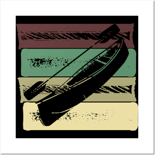 Canoeing Vintaje Retro Paddling Sea Lake Posters and Art